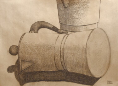 Dibujo titulada "STUDIO SULLE CAFFET…" por Andrea Vandoni, Obra de arte original, Carbón Montado en Otro panel rígido