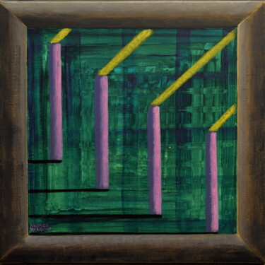 Painting titled "Frame with Abstract…" by Andrea Vandoni, Original Artwork, Acrylic Mounted on Wood Stretcher frame