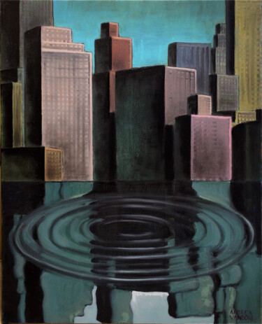 Картина под названием "American Waterscape" - Andrea Vandoni, Подлинное произведение искусства, Масло Установлен на Деревянн…