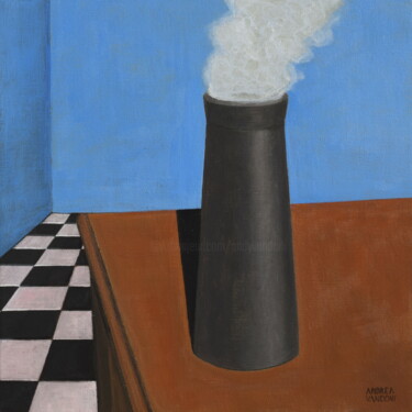 Painting titled "The Chimney Is On T…" by Andrea Vandoni, Original Artwork, Acrylic Mounted on Wood Stretcher frame