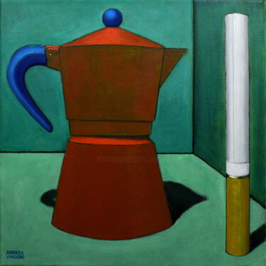 Ζωγραφική με τίτλο "Coffee and Cigarett…" από Andrea Vandoni, Αυθεντικά έργα τέχνης, Ακρυλικό Τοποθετήθηκε στο Ξύλινο φορείο…