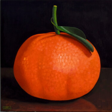 Ζωγραφική με τίτλο "Big Mandarin Orange…" από Andrea Vandoni, Αυθεντικά έργα τέχνης, Λάδι Τοποθετήθηκε στο Ξύλινο φορείο σκε…