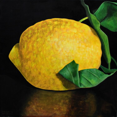 Painting titled "Big Lemon" by Andrea Vandoni, Original Artwork, Acrylic Mounted on Wood Stretcher frame
