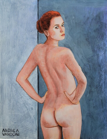 Malerei mit dem Titel "Red Girl" von Andrea Vandoni, Original-Kunstwerk, Acryl