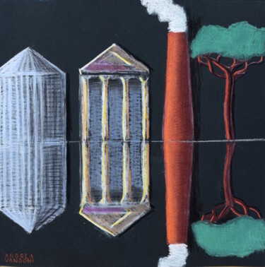 Dessin intitulée "Italic Landscape - 4" par Andrea Vandoni, Œuvre d'art originale, Pastel Monté sur Carton