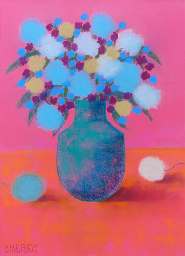 Dessin intitulée "VASE OF FLOWERS - 6…" par Andrea Vandoni, Œuvre d'art originale, Pastel Monté sur Carton