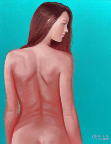 Drawing titled "NUDE OF WOMAN" by Andrea Vandoni, Original Artwork, Pastel Mounted on Cardboard