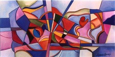 Painting titled "abstrato azul" by Andréa Queirós, Original Artwork, Other