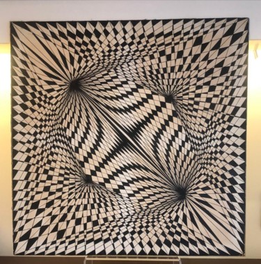 Dessin intitulée "Shining Waves / Vag…" par Andregeometricart, Œuvre d'art originale, Encre