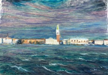 Painting titled "Veduta di Venezia" by Andrea Canale, Original Artwork, Oil