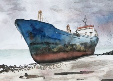 Painting titled "Sea Depth II" by Andrea Caruso, Original Artwork, Watercolor