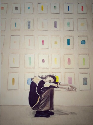 Картина под названием "Museum pose" - Andrea Caruso, Подлинное произведение искусства, Акварель