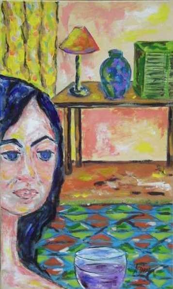 Pintura intitulada "Sozinha/ Alone" por Andréa Dórea, Obras de arte originais