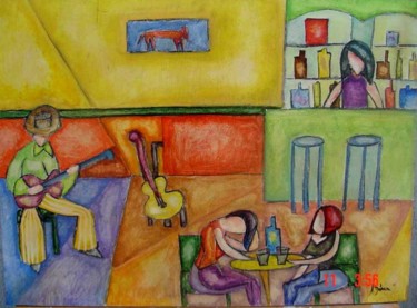 Pintura intitulada "Cena de bar/ Bar Sc…" por Andréa Dórea, Obras de arte originais