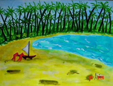 Pintura intitulada "Pescadores/ Fisherm…" por Andréa Dórea, Obras de arte originais