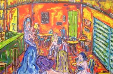 Painting titled "O Pub / The Pub" by Andréa Dórea, Original Artwork