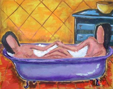 Painting titled "Banho de espuma / A…" by Andréa Dórea, Original Artwork