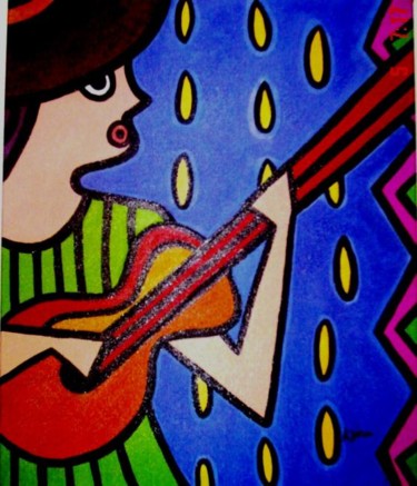 Painting titled "NA CHUVA/ IN THE RA…" by Andréa Dórea, Original Artwork