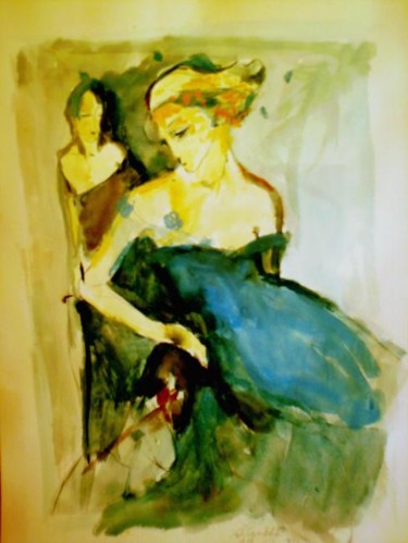 Pintura intitulada "¨THE TWO" (As Duas)" por Andrea Pandolfi, Obras de arte originais, Aquarela