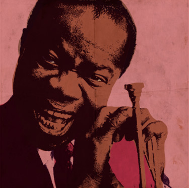 Digital Arts titled "Louis Armstrong" by Andrea Pisano, Original Artwork, Digital Painting