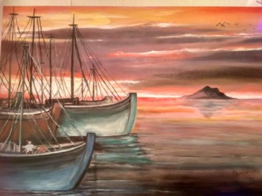 Painting titled "Γαλήνη, Peace of mi…" by Andreas Anatolites, Original Artwork, Oil