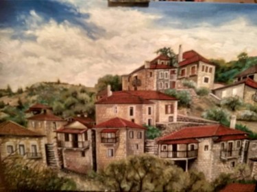 Painting titled "Metsovo,Greece" by Andreas Anatolites, Original Artwork, Oil