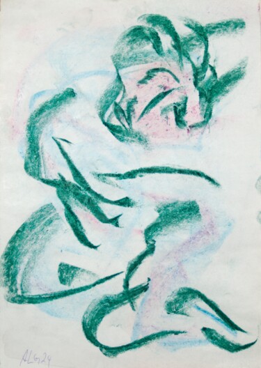 Disegno intitolato "dejection" da Andreas Loeschner-Gornau, Opera d'arte originale, Matite colorate