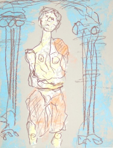 Disegno intitolato "Ruinen" da Andreas Loeschner-Gornau, Opera d'arte originale, pigmenti