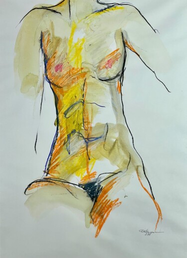 Painting titled "Akt #5" by Andreas Ostermann, Original Artwork, Watercolor