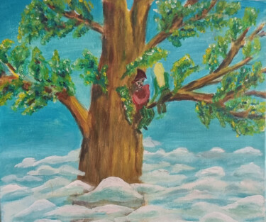 Malerei mit dem Titel "Himmelsbaum" von Andreas Wolf Von Guggenberger, Original-Kunstwerk, Acryl