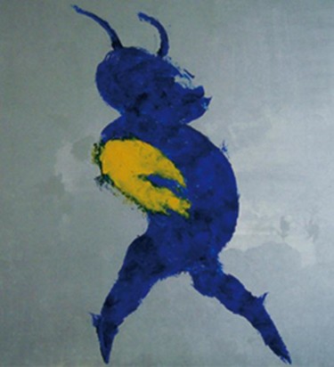 Pittura intitolato "blue man" da Andrea Volterra, Opera d'arte originale