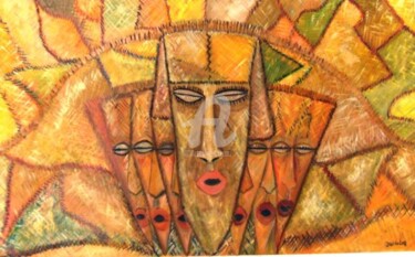 Peinture intitulée "African Gods" par André Da Luz (luxbridge), Œuvre d'art originale, Huile