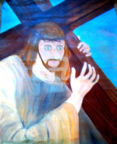 Peinture intitulée "Cristo carregando a…" par André Da Luz (luxbridge), Œuvre d'art originale, Huile