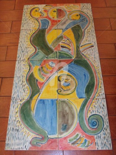 Pintura titulada "Painel de  Azulejo" por André Da Luz (luxbridge), Obra de arte original, Oleo