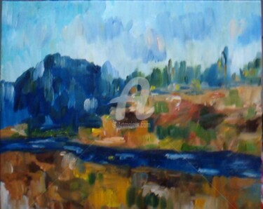 Painting titled "Rio abstracto" by André Da Luz (luxbridge), Original Artwork