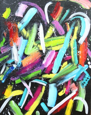 Peinture intitulée "explosion-coloree-1…" par Passion Rebelle, Œuvre d'art originale, Huile