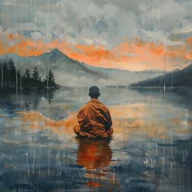 Digitale Kunst mit dem Titel "Mindful Silence" von Andreea Dobos, Original-Kunstwerk, Digitale Malerei
