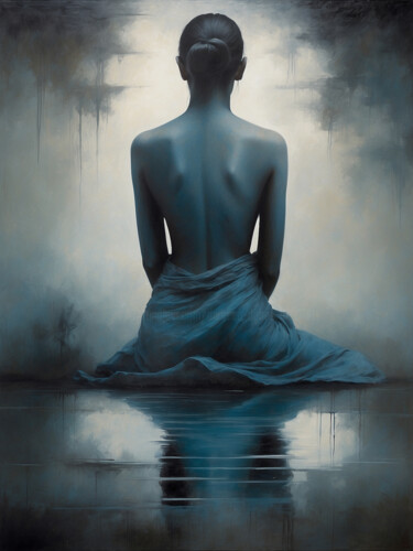 Digital Arts titled "Solitude's Embrace" by Andreea Dobos, Original Artwork, Digital Painting