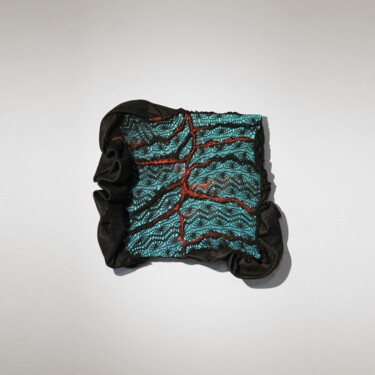 Textile Art titled "Hyper-plante Dfg224" by Andreea Talpeanu, Original Artwork, Embroidery Mounted on Wood Stretcher frame