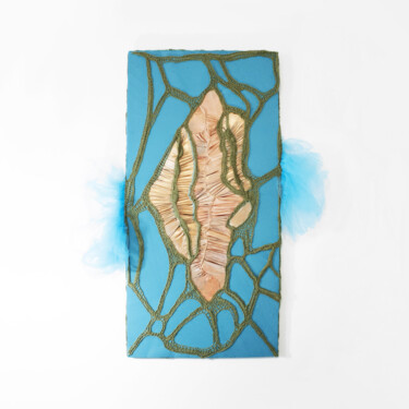 纺织艺术 标题为“Hyper-plante ADNj3” 由Andreea Talpeanu, 原创艺术品, 刺绣 安装在木板上