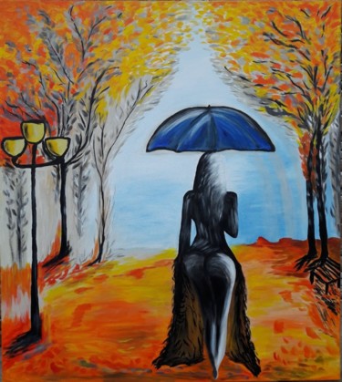 Painting titled "Autumn walk" by Andreea Vîță, Original Artwork, Acrylic