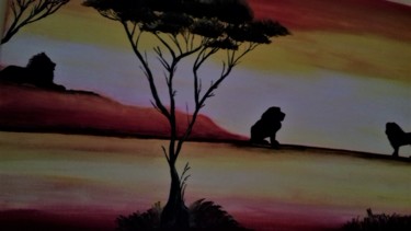 绘画 标题为“Les LIONS” 由Andrée Mercier, 原创艺术品