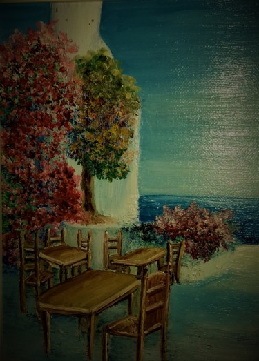 Peinture intitulée "vacances-en-grece.j…" par Andrée Mercier, Œuvre d'art originale, Huile
