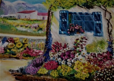 Painting titled "jardins-fleuris.jpg" by Andrée Mercier, Original Artwork, Oil