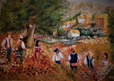 Painting titled "au-coeur-de-la-prov…" by Andrée Mercier, Original Artwork, Oil