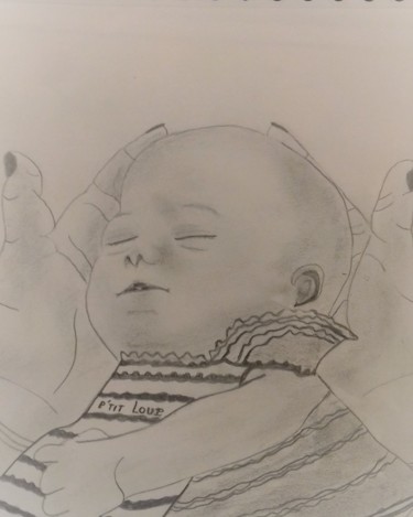 Dessin intitulée "naissance.jpg" par Andrée Mercier, Œuvre d'art originale, Crayon