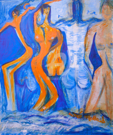 Painting titled "Jeux dans l'eau / w…" by Andrée Mollard, Original Artwork, Acrylic