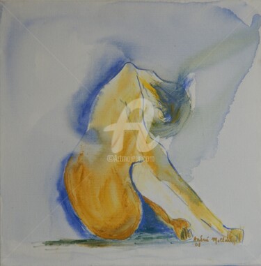 Painting titled "Pause" by Andrée Mollard, Original Artwork, Acrylic Mounted on Wood Stretcher frame