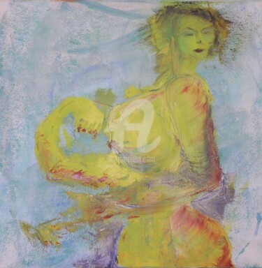 Painting titled "Tourbillon jaune" by Andrée Mollard, Original Artwork, Acrylic