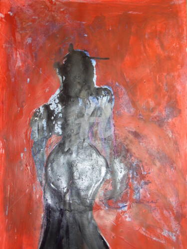 Картина под названием "Silhouette noire su…" - Andrée Mollard, Подлинное произведение искусства